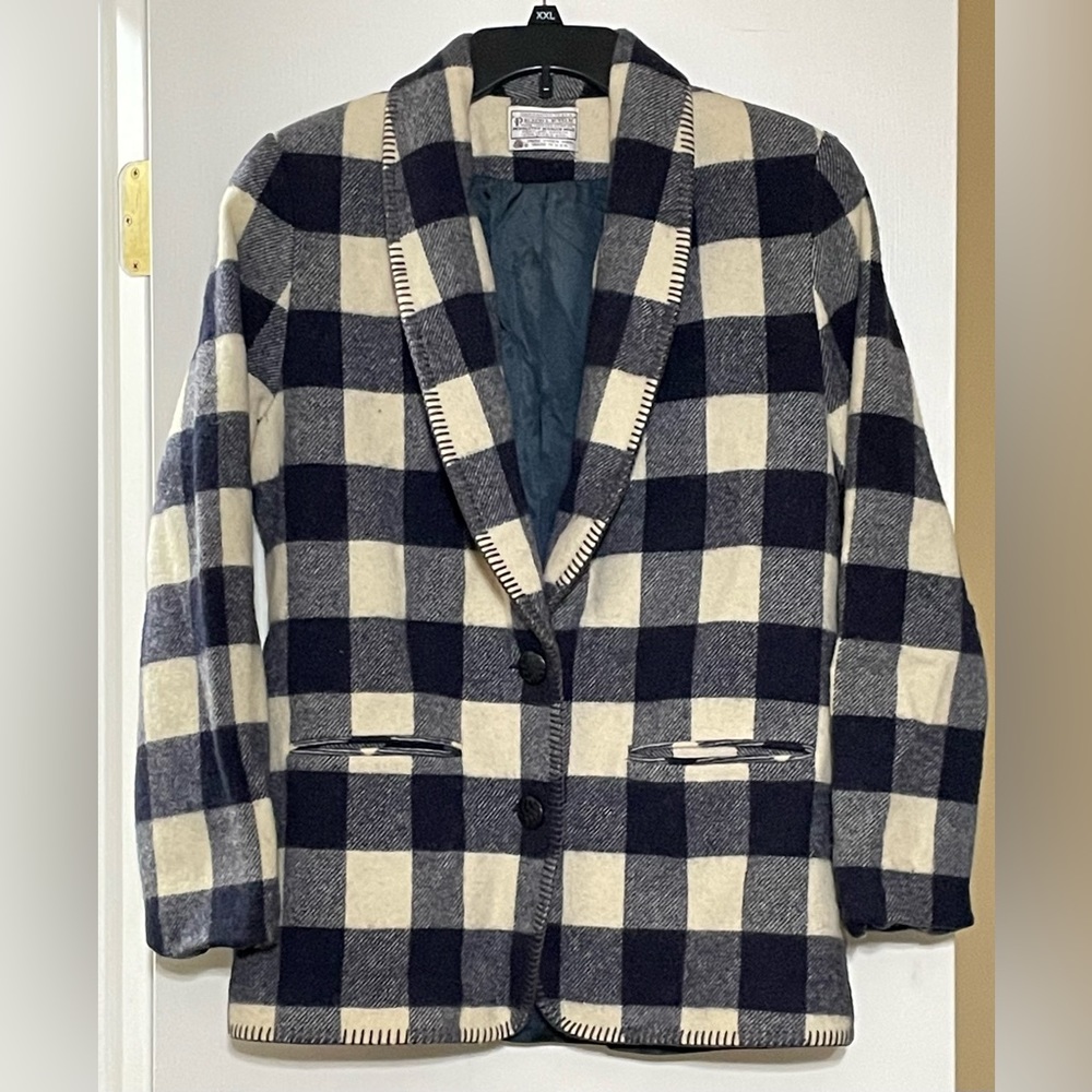 Vintage Pendleton Buffalo Plaid 100% Virgin Wool Blazer Jacket Women’s Sz 10
